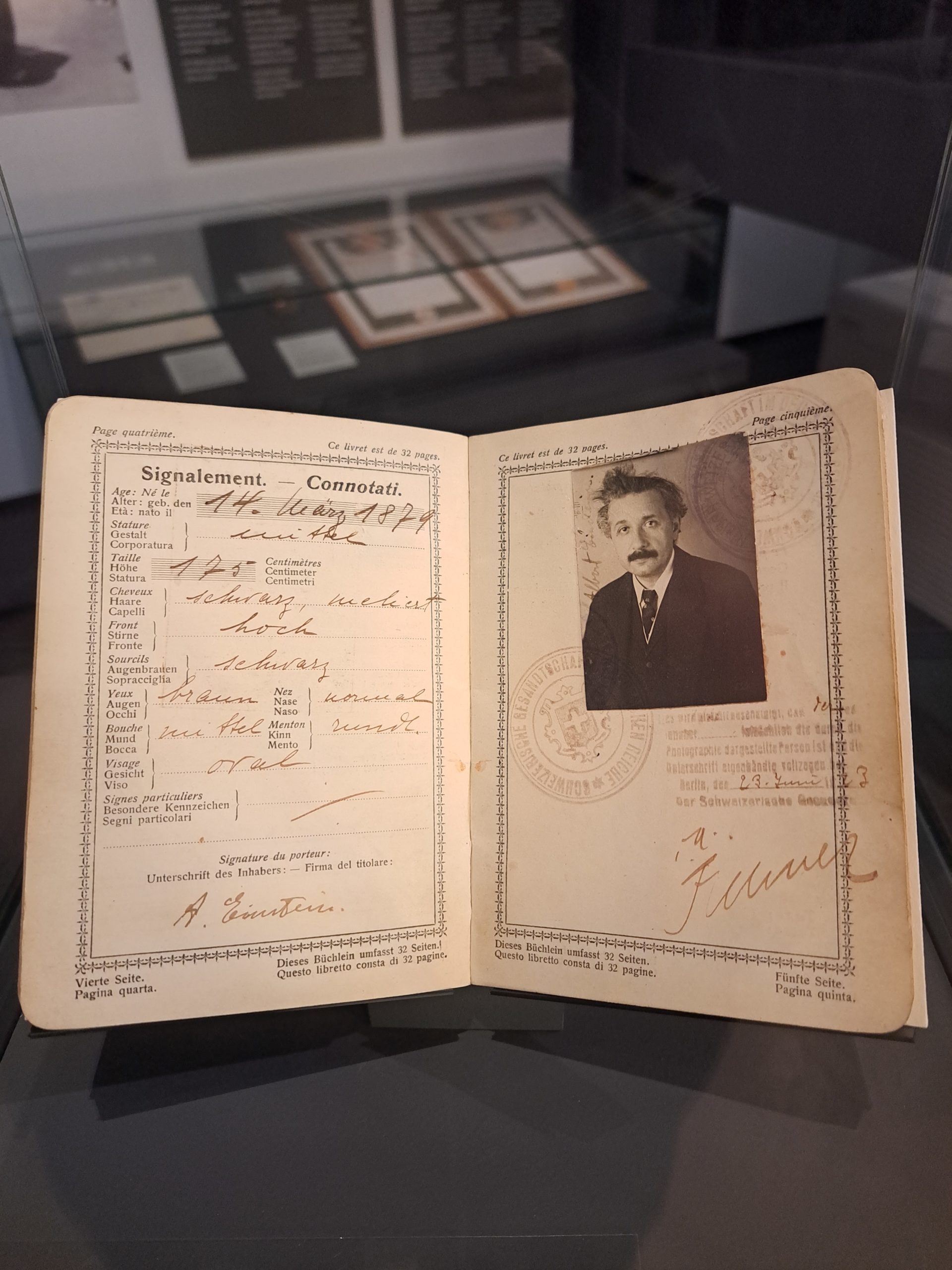 Albert Einstein's Swiss passport at the Bern History Museum